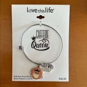 Que Silver Bracelet with Coffee Charm